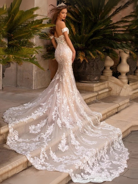 Robe de mariée dos nu sirène longue