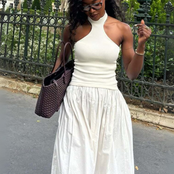 Robe dos nu écru midi blanche 1