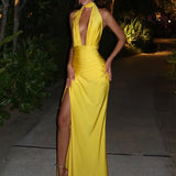 Robe dos nu de soirée jaune