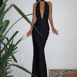 Robe dos nu de soirée noir fente