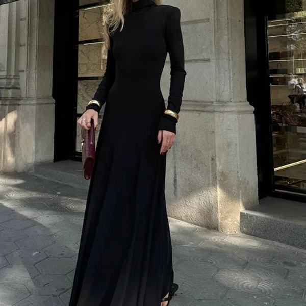 Robe longue dos nu col montant