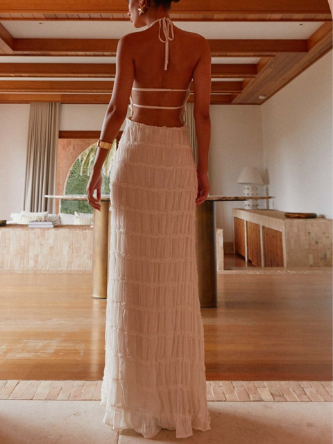 Robe mousseline dos nu plongeant