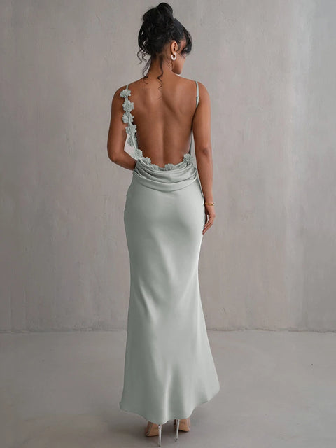 Robe bretelle dos nu satinée