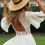 Robe broderie anglaise dos nu trapèze