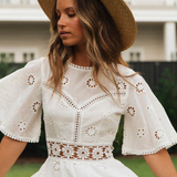 Robe broderie anglaise dos nu trapèze bohème