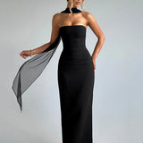 Robe cocktail longue dos nu