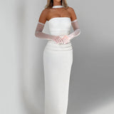 Robe cocktail longue dos nu blanche