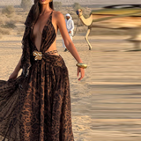 Robe décolleté et dos nu léopard