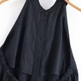 Robe d'été longue fluide dos nu bleu marine