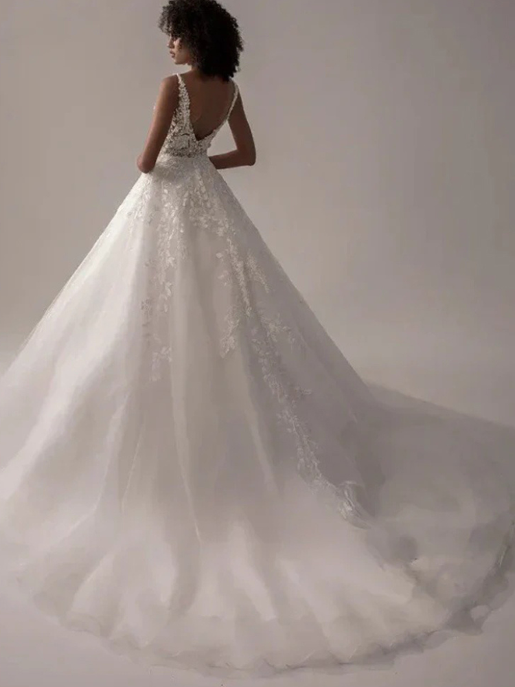 Robe de mariée dos nu princesse longue