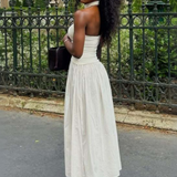 Robe dos nu écru midi 2