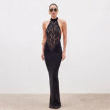 Robe dos nu dentelle plongeant noir