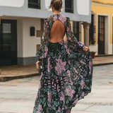 Robe dos nu fleurie plongeant