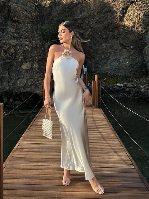 Robe dos nu fluide champagne