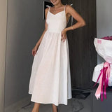 Robe dos nu lin midi blanc
