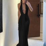 Robe dos nu plongeant d'été longue