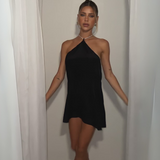 Robe droite dos nu plongeant noir