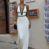 Robe longue col v dos nu
