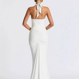 Robe longue décolleté dos nu blanche