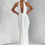 Robe longue décolleté dos nu blanche