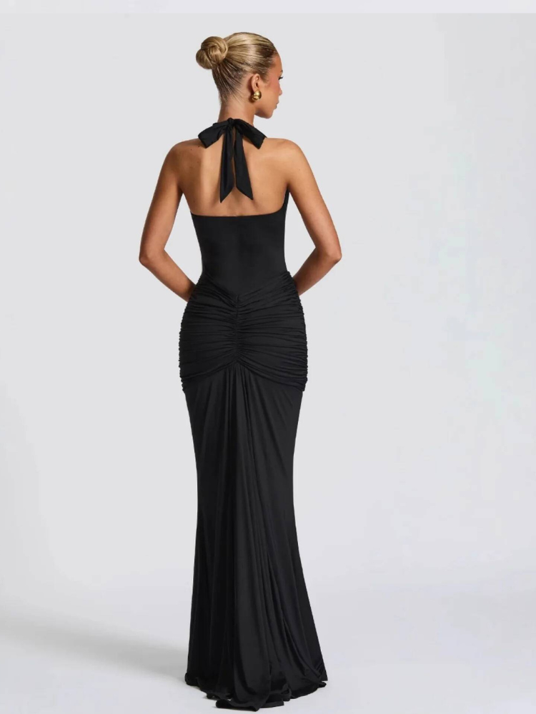 Robe longue décolleté dos nu noir