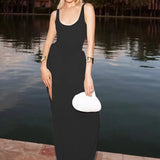 Robe longue dos nu chic noir