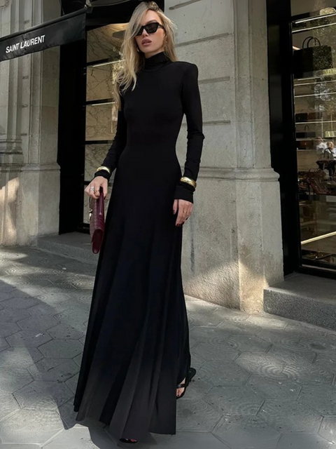 Robe longue dos nu col montant