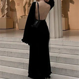 Robe maille dos nu noir
