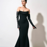 Robe manche longue dos nu noir