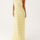 Robe mousseline dos nu jaune