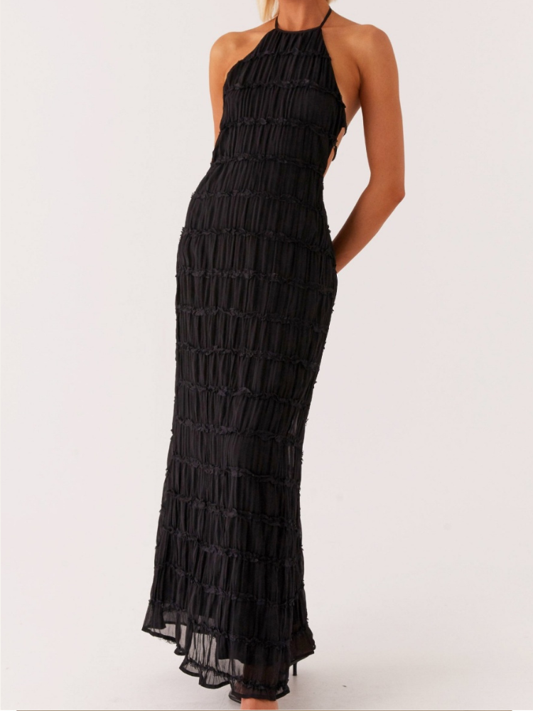 Robe mousseline dos nu noir
