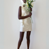 Robe satin dos nu courte ivoire