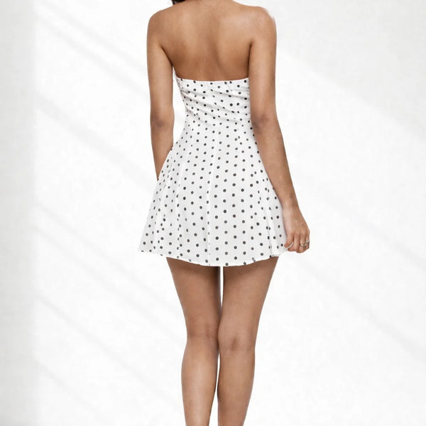 Robe a pois dos nu Blanc / S
