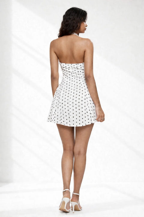 Robe a pois dos nu Blanc / S