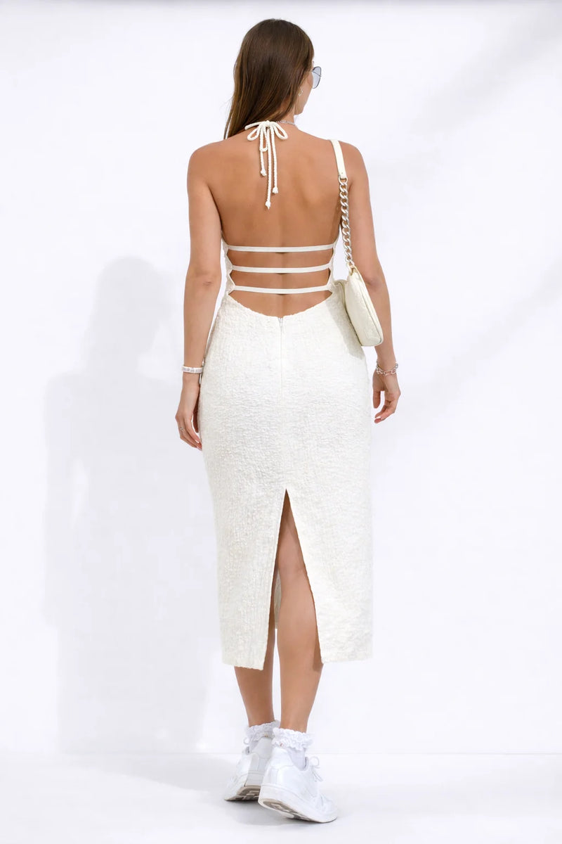 Robe blanche moulante dos nu Blanc / S