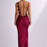 Robe bretelle dos nu satinée Rouge / S