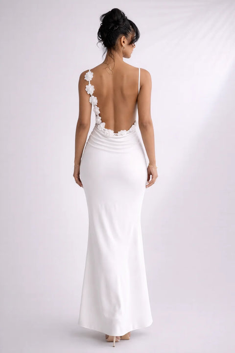 Robe bretelle dos nu satinée Blanc / S