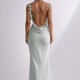 Robe bretelle dos nu satinée Vert / S