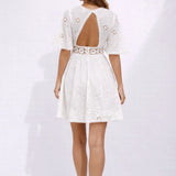 Robe broderie anglaise dos nu Blanc / S