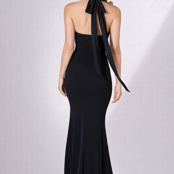 Robe cintrée dos nu avec noeud Noir / S