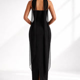 Robe cocktail longue dos nu Noir / S