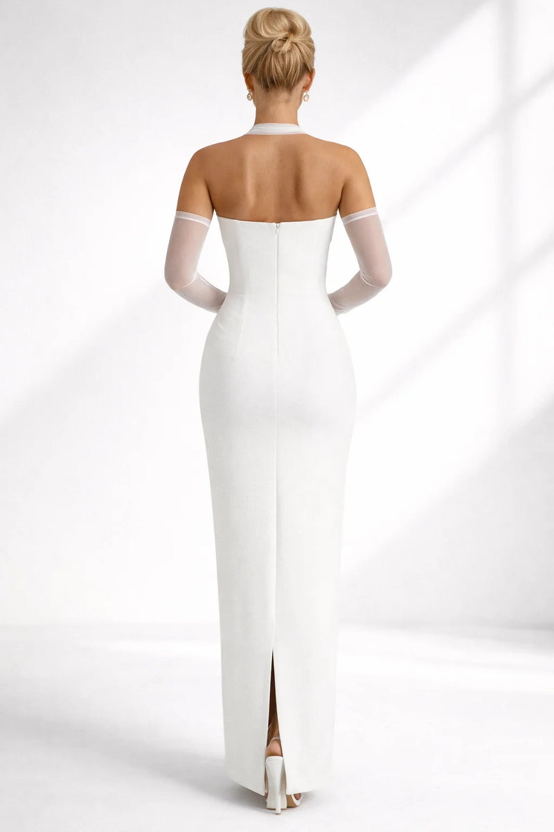 Robe cocktail longue dos nu Blanc / S