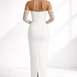 Robe cocktail longue dos nu Blanc / S