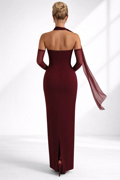 Robe cocktail longue dos nu Rouge / S