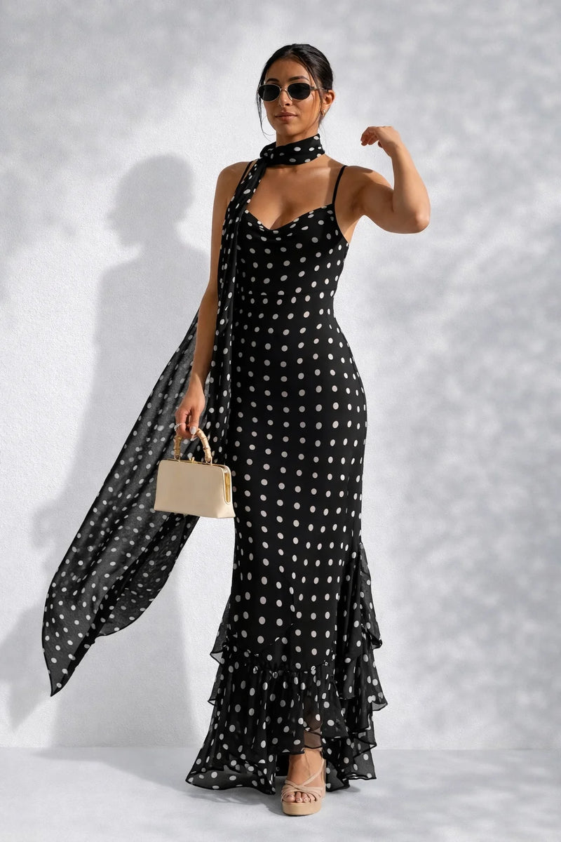 Robe de soirée longue noire dos nu