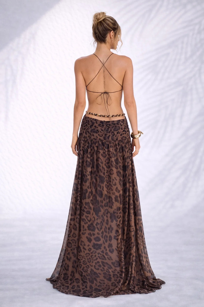 Robe décolleté et dos nu Léopard / S