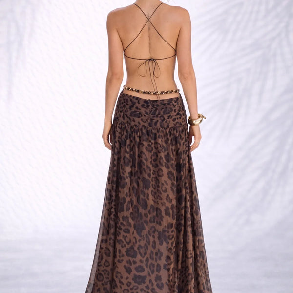 Robe décolleté et dos nu Léopard / S