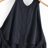 Robe d'été longue fluide dos nu bleu marine