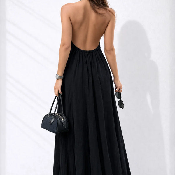 Robe d’été longue fluide dos nu Noir / XS