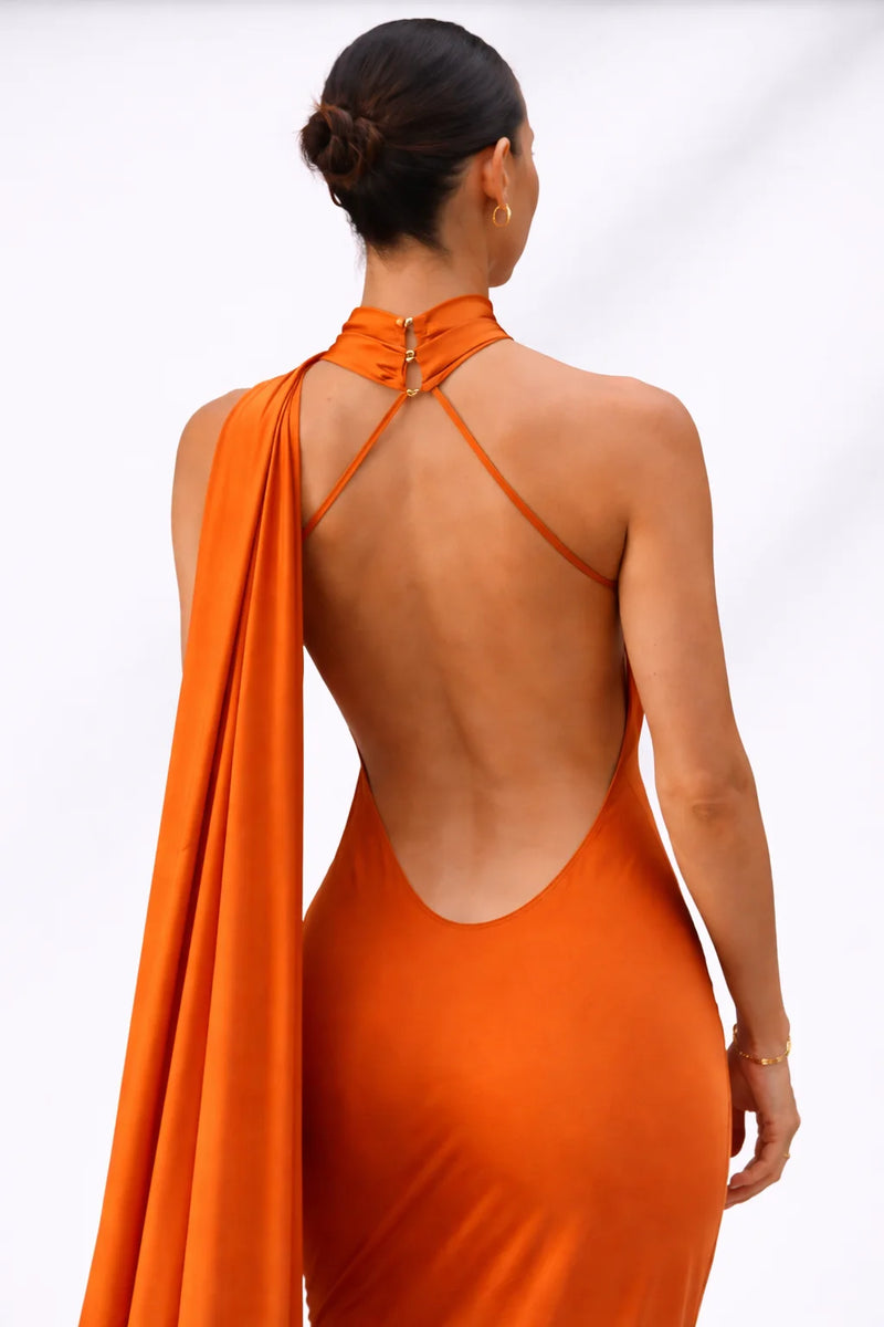 Robe dos nu asymétrique Orange / S